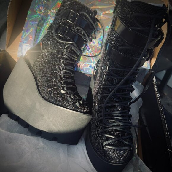 Midnight Rhinestone Traitor Boots - US Size 6 & 7 - NEW IN BOX - Picture 4 of 14